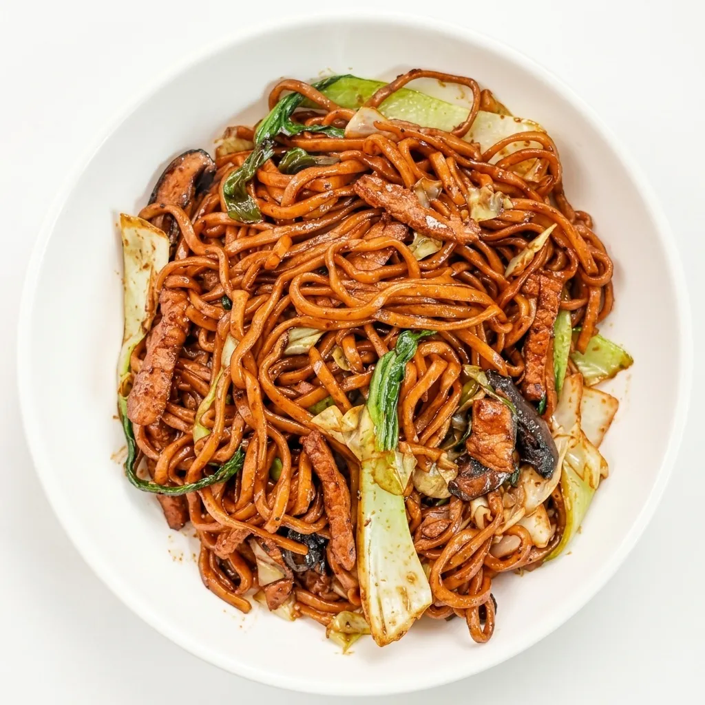 Shanghai-Style Fried Thick Noodles served at The Pink Pearl Restaurant in Calgary