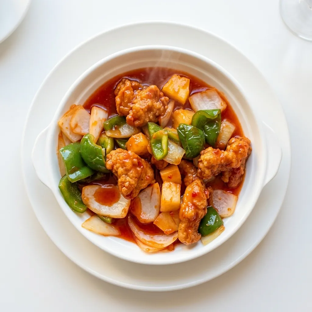 Sweet and Sour Pineapple Chicken served at The Pink Pearl Restaurant in Calgary